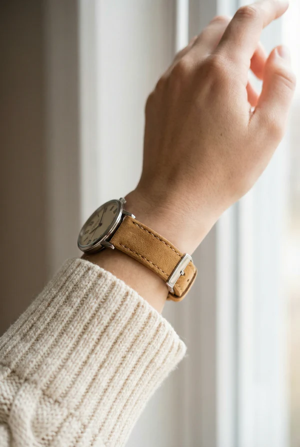 Gingerbread Brown Leather Quick-Release Watch Band 